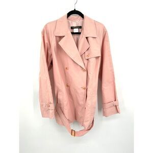 MARINA RINALDI Light Pink Double Breasted Lightweight Outdoor Pea Coat Size 12